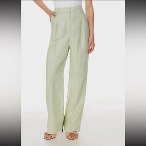 NEW Aritzia Wilfred The Effortless Pants Linen Pastel Sage Green Size 4 Trousers
